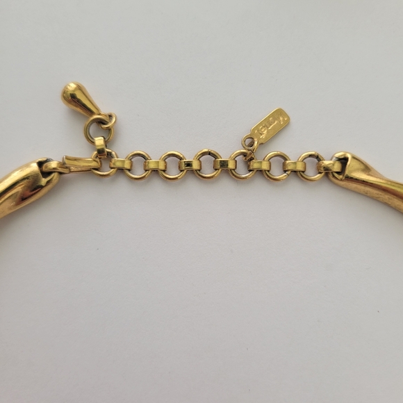 Vintage Monet Statement Necklace Choker Liquid Flow Links Gold Tone Retro 15-18" - Picture 6 of 9